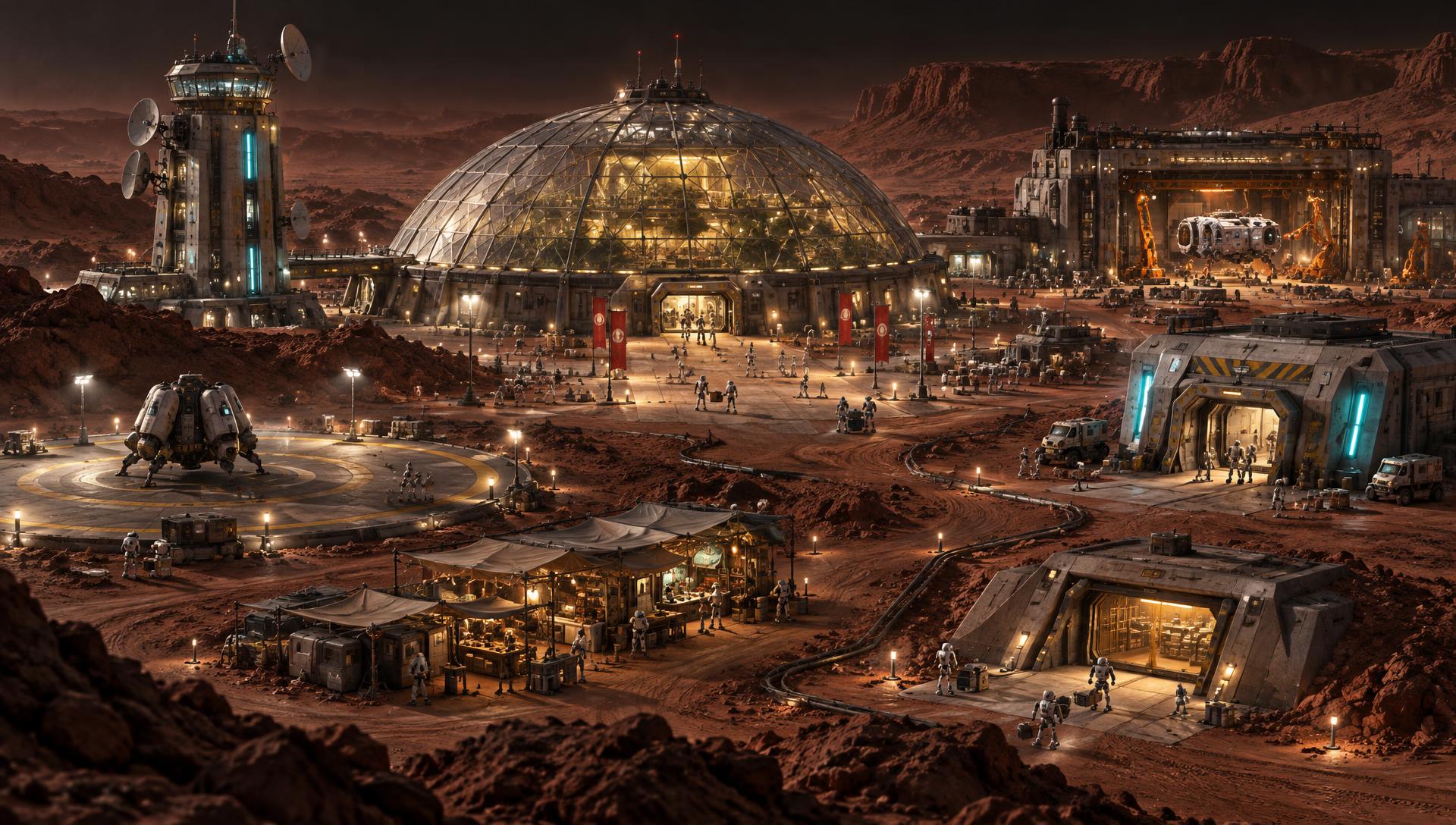 GROKX colony alive on Mars at dusk